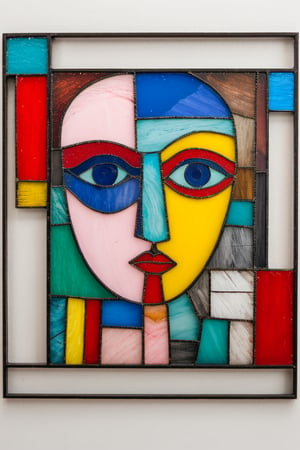 Cubist Portrait,Girl,Paul Klee, Matisse ,(leaded stained glass), cubism,cubist painting , abstract ,<lora:659095807385103906:1.0>