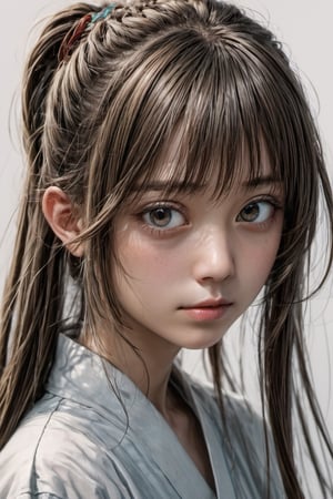 (masterpiece:1.1), (highest quality:1.1), (HDR:1.0), extreme quality, detailed face+eyes, 
Protrait, photograph, androgynous hunnuman, oval jaw, delicate features, beautiful face, dreadlocked hair, long bangs, long ponytail,
Japanese movies, ((Spirited Away)), 1girl,cute,(Chihiro), (fractal art), (bright colors), fine art, sy3, SMM