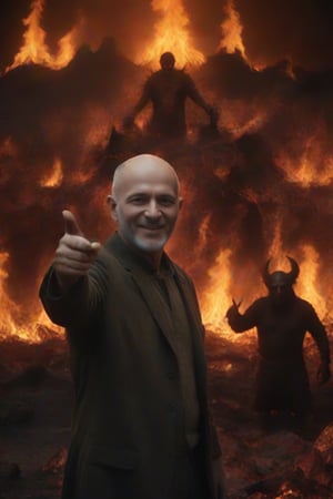 muslim man is taking selfie in hell, thumbs up, kudos, background of happy devils and demons, by Hieronymus Bosch, Steve McCurry, by Lee Jeffries, by Jeremy Mann, undefined
,Movie Still, cinematic moviemaker style,fire that looks like...