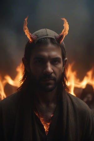 candid photo of muslim man in hell,sad face, kudos, background of happy devils and demons, by Hieronymus Bosch, Steve McCurry, by Lee Jeffries, by Jeremy Mann, undefined
,Movie Still, cinematic moviemaker style,fire that looks like...