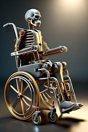 disabled person rides in a wheelchair, broken leg, leg in a cast, leg in a cast, leg in a bandage, neutral gray background, concept art, realistic,Expressiveh,dark theme,DonMSt34mPXL