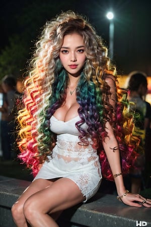 best quality,  masterpiece,  beautiful and aesthetic,  16K,  (HDR:1.4),  high contrast,  bokeh:1.2,  lens flare,  (vibrant color:1.4),  (muted colors,  dim colors,  soothing tones:0.5),  cinematic lighting,  ambient lighting,  rainbow hair , long hair,  (big hair:1.8), thick hair, sidelighting,  Exquisite details and textures,  cinematic shot,  Warm tone,  (Bright and intense:1.2),  wide shot,  by playai,  ultra realistic illustration,  siena natural ratio,  anime style,  sitting,  very long curly blonde hair,  yellow	bracelet,  a white knitted dress a scarf and a beret,  winter boots,  a beautiful Turkish girl,  honey - colored eyes,  juicy lips,  Long Eyelashes,  Hourglass body,  thin waist,  digital art,  ultra hd,  realistic,  vivid colors,  extremely detailed,  photography,  ultra hd,  realistic,  vivid colors,  highly detailed,  UHD,  perfect composition,  beautiful detailed intricate insanely detailed octane render trending on artstation,  8k artistic photography,  photorealistic concept art,  soft natural volumetric cinematic perfect light.,,,
