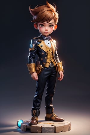 (masterpiece:1.2, best quality), sharpness, 1 boy, 3D, a girl chibi style, steampunk clothes, detailed background,