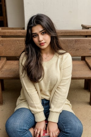 indoor, beautiful cute young attractive  indian  village girl, 23 years old, cute, Instagram model,Sexy  clothes ,  school teachers ,bench seat and read book