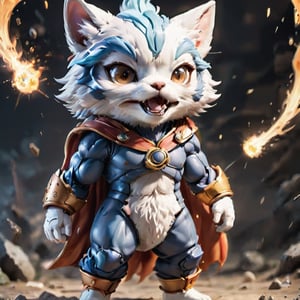 Cinematic poster, cute angry baby cat in dragonball clothes, big mouth, roaring, soundwave blast around mouth, battle_stance, on fight ring, japanese horror, (masterpiece:1.2), best quality, (highly detailed digital painting:1.2), (fantastic comic book style:1.3), 8k, (detailed face), photorealistic, (reflections), realistic, real shadow, octane render, 3d, (medieval atmosphere), (by Michelangelo),photo r3al,Movie Still,r4w photo,ral-chrcrts,detailmaster2,CHIBI, shockwave comes out from the mouth