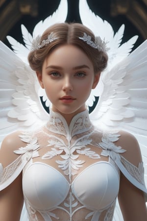 Beautiful girl with wings Angel style, 4k mega detailed, humanoid, sharp focus, complex, baroque, fine foliage lace, anatomical, flesh ornate, mesh wire, mandelbrot fractal, hyperrealistic, ultra detailed, dynamic lighting, sharp focus, intricate details, highly detailed, 8k, trending on artstation, sharp focus, intricate details, highly detailed, by greg rutkowski