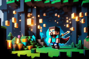 Pixel-Art Adventure featuring a boy:Pixelated Boy character, vibrant 8-bit environment, reminiscent of classic games.,Leonardo Style 
((A dark and medieval fantasy world comes to life in a stop motion action movie inspired by Minecraft.)),glitter
