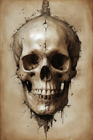 symmetrical and frontal portrait of a skull, front and semi-symmetrical, Focus on a human skull, A portrait of a skull, moebius style illustration, human skull as a trophy hanging on a wall, aesthetic, score_9, score_8_up, score_7_up, lPortrait, Only part of the skull, A biomechanical human skull in the style of H.R. Giger, skull attached to cyberpunk biomechanical machine, skull embedded in a biomechanical machine, suspended and welded to a biomechanical wall, characteristic of H.R. Giger, its shape is a hypnotic fusion of a biomechanical human skull of a human being in the style of H.R. giger, an ominously intricate machine, parts of the crane subtly morph into cold yet complex metallic contours, dark environment with fog, Human skull subtly attached and fused to the biomechanical environment, biomechanical pipes, water vapor and fog surround her, horror atmosphere, slimy slime drips from her body, alien style 1979

legendofnerd style, simple BREAK background, diagonal abstract structure on the background. add text as artist signature "Drauka"

color pencil, sketch, painting, paper texture, art_solyanka, SKP-highly detailed, SamYoung_Illustration