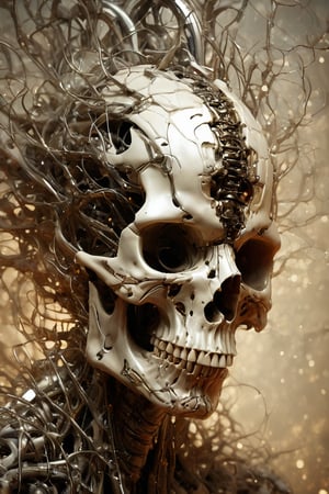 symmetrical and frontal portrait of a skull, front and semi-symmetrical, Focus on a human skull, A portrait of a skull, moebius style illustration, human skull as a trophy hanging on a wall, aesthetic, score_9, score_8_up, score_7_up, lPortrait, Only part of the skull, A biomechanical human skull in the style of H.R. Giger, skull attached to cyberpunk biomechanical machine, skull embedded in a biomechanical machine, suspended and welded to a biomechanical wall, characteristic of H.R. Giger, its shape is a hypnotic fusion of a biomechanical human skull of a human being in the style of H.R. giger, an ominously intricate machine, parts of the crane subtly morph into cold yet complex metallic contours, dark environment with fog, Human skull subtly attached and fused to the biomechanical environment, biomechanical pipes, water vapor and fog surround her, horror atmosphere, slimy slime drips from her body, alien style 1979

legendofnerd style, simple BREAK background, diagonal abstract structure on the background. add text as artist signature "Drauka"

color pencil, sketch, painting, paper texture, art_solyanka, SKP-highly detailed, SamYoung_Illustration