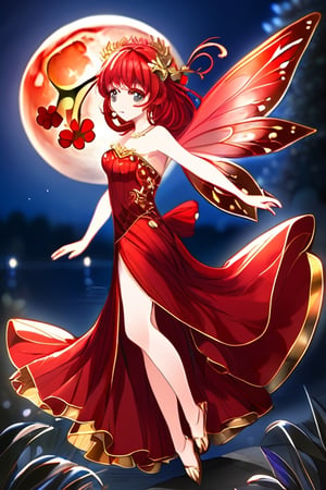 HIGH QUALITY
a red winged fairy
Golden dress
dezcalza
at full moon night