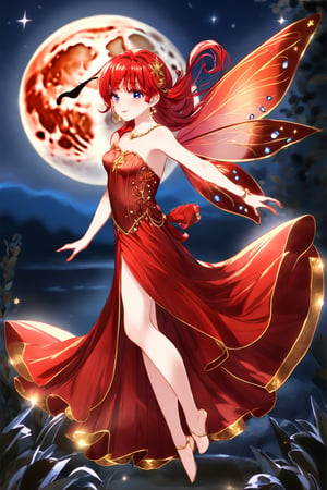 HIGH QUALITY
a red winged fairy
Golden dress
dezcalza
at full moon night
