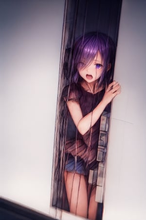 ink,horror nice, high quality
short medium shot
lonely young screaming,
with hands touching face
purple hair, closed eyes, brown skin, busty
purple blouse,wearing wrenchpjbss