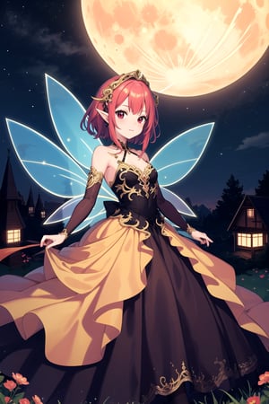 HIGH QUALITY
a red winged fairy
Golden dress
dezcalza
at full moon night