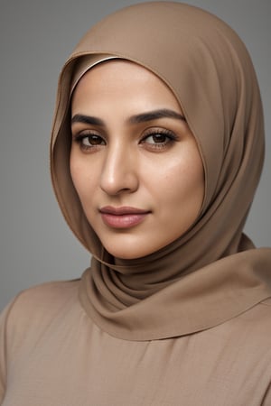 ,Masterpiece,photo,solo,40 years old,arab woman(((,,dynamic face))),  detailed face, detailed nose,((( plain background))),
portrait,(((photorealistic))),(((realism,realistic,,standing))),frontal picture,shirt,Extremely Realistic,REALISTIC,(((hijab))),