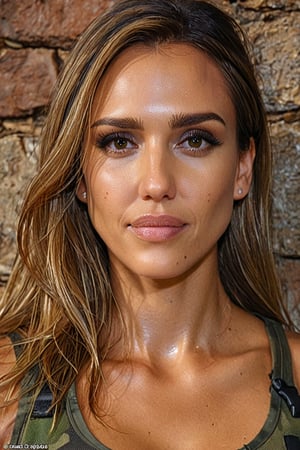  (Erotic high quality close-up photograph of JessicaAlba, very tall sexualized  figure , nugr breasts   , tall fleshy figure ,Full body shot , toned curvy figure )Cinematic Grave Raider, An ultra-detailed hyper-realistic photograph of a very beautiful  45-year-old Tomb Raider woman looking directly at the viewer with a slight smile, face cam,  (cheveux blond), yeux clairs, cheveux longs, Nuit, Sinueuse, Belles courbes, T-shirt blanc, Focus on details, style Semi Impasto, peinture mate, atmospheric, rougeoyant, dramatic lighting, beaux yeux, eyes symmetrical, Des yeux parfaits, par Magali Villeneuve, wet, humide, reflection, (detail) photo prise par Canon EOS R5, Objectif 50mm, f/2.8, Hdr, (movie lighting) (natural  lighting) (mise au point nette) (complexe) mode, Au combat, Multicam, convenir, Camouflaged, Multicam, American Patter, peau couverte, Special Forces, combat zone, Team Leader, Capitaine, Green Berets, explosions, battle damage, Manutentionnaire K-9, Manutentionnaire allemand Shephard