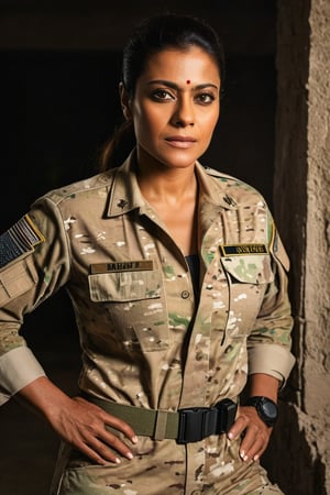  (Erotic high quality close-up photograph of Kajol  , tall fleshy figure ,Full body shot , toned curvy figure )Cinematic Grave Raider, An ultra-detailed hyper-realistic photograph of a very beautiful  45-year-old Tomb Raider woman looking directly at the viewer with a slight smile, face cam,  (cheveux blond), yeux clairs, American Aesthetics, cheveux longs, Nuit, Sinueuse, Belles courbes, Army medic Aesthetics, T-shirt blanc, Focus on details, style Semi Impasto, peinture mate, atmospheric, rougeoyant, dramatic lighting, beaux yeux, eyes symmetrical, Des yeux parfaits, par Magali Villeneuve, wet, humide, reflection, (Masterpiece) ( Proportions parfaites) (Realistic photos) (Highest quality) (detail) photo prise par Canon EOS R5, Objectif 50mm, f/2.8, Hdr, (8k) (wallpaper) (movie lighting) (dramatic lighting) (mise au point nette) (complexe) mode, Special Forces Medic, Capitaine, U.S. Army, , Au combat, Multicam, convenir, Camouflaged, Multicam, American Patter, peau couverte, Special Forces, combat zone, Team Leader, Capitaine, U.S. Army, officier, Special Forces Medic, Green Berets, explosions, battle damage, Manutentionnaire K-9, Manutentionnaire allemand Shephard,