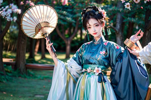 2 girls,Embrace,Smile, long hair, black hair, hair ornament, long sleeves, dress, holding, jewelry, standing, full body, flower, earrings, hair flower, wide sleeves, necklace, tree, petals, chinese clothes, letterboxed, cherry blossoms, tassel, hand fan, folding fan, holding fan, perfect detailed hands, realistic fingers, hanfu, ancient_beautiful,perfect,hand,More Detail,japanese art,(Extremely detailed CG unified 8k wallpaper), ,More Detail,yunjindef,horse penis,snow_crystal_background,Perfect Anything,Fairy in Clouds,better_hands,4girls,AF,Realistic,bzsohee,dudou, chinese camisole,guofeng,Chinese Clothes