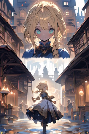 1girl, feminine girl, small face, big eyes, blonde,blond_hair,high detail eyes, slimm body, waterfall braid hairstyle, white gown with gold tones,

medieval town, noon, sun light, vivid light, town square,dancing , old medieval village,

High detailed, , (xx)1man, masterpiece, best quality, 8K, highres, absurdres:1.2, masterpiece, best quality, ultra-detailed, illustration,

(multiple views, full body, upper body, reference sheet:1), ,midjourney, niji,masterpiece,