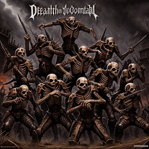 DEATHMETAL undead army attacking, detailed, high_resolution, wide shot