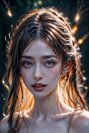 1 girl, very bright backlighting, solo, {beautiful and detailed eyes}, natural and soft light, , horror,firefliesfireflies, realistic,