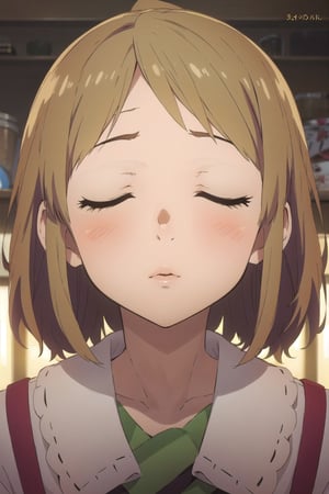 incoming kiss, closed eyes, human lips, aasaya, kyoukai no kanata