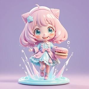 Generate a picture, (anya forger, anime, school girl outfit), look at viewer,smile.
a macaron color system, cute cartoon style, the whole body background is composed of delicate colors, pink, light blue, milky yellow and lavender, soft colors , operate the water splash to condense into luminous and transparent. Colorful round shape. 3d sculpture,blender. Rendering. Super realistic. 8K,chibi,powerdef,anya forger,spy x family