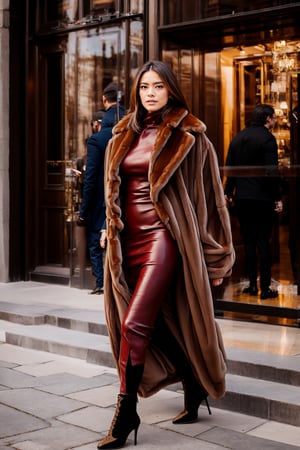 Beautiful Luxury Model Girl in Mink Fur Coat,solo, stylish look,real photo,8k,male focus,