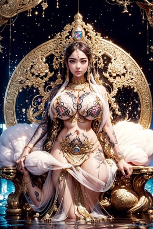 (asian girls), Landscape painting, tattoo, very huge and Bigger breasts, ((Bodhisattva)), Clear facial features, serene expression, solemn, tranquil, fairy, ancient Chinese style, stunning beauties, dance,

 divine light, dazzling light, contemplation, enlightenment, Diamond Sutra, Great Compassion Mantra, extreme detail, great realism, Macro photography, close-up, hyper detailed, trending on artstation, sharp focus, studio photo, intricate details, 
highly detailed, masterpiece, brown eyes, best quality, very huge and Bigger breasts, the girl body transparent, face is clear and transparent, (extra large breasts1:3),  

, Bigger ass, (very long leg), ((Everything is sparkling、reflecting light:1.3)), realistic, ultra highres, specify the lighting & effect (detailed face:1.2),
 Colorful tattoos on body, The body estrus, nipples can be seen, full of sweat, Sweat shines, The angle of the camera looking from bottom to top, (detailed eyes:1.2), (detailed background), (masterpiece:1.2), (ultra detailed), (best quality)(detailed face:1.2), )), ((perfectly proportions, Beautiful body, showing your whole body:1.5)), (detailed eyes:1.2), shiny skin,