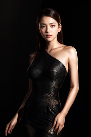(solid black background), sturdy and beautiful lady, D&D, fantasy, intricate, elegant, highly detailed, digital painting, art station, concept art, matte, sharp focus, wear formal clothes, covered body, ,Enhance,Wonder of Art and Beauty,wonder beauty 
