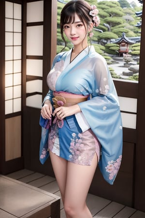 (masterpiece), realistic, far to shot full body to feet image 90s japanese female, high quality, 8K Ultra HD, photorealistic has a fully detailed mature face, Realistically not Ai, 36D big japanese female, natural, pretty and charming, detailed face, huge breasts, ((is a mature women wearing a sexy pink kimono, stand on traditional japanese garden)), mature_female, Miss Grand International, mature female, Realism, (smile face), (long brown hair), YAMAMOTO, small earrings, small necklace, ((smile:1.2)), (red lips), long legs, slim legs, (good quality eye spacing), sexy posing, Buns and bangs, digital painting, fantasy, hidden forest, centered big tree, [glowing crystals], flowers, petal, (night time), white_yukata ,Realism, short skirt, KIMONO, see-through_kimono, Japanese Dress