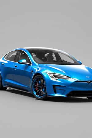  high_resolution, high detail, hyper car, Blue tesla model s 2018, realistic, realism