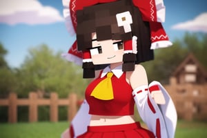 'Add LoRA'
masterpiece, best quality, oppai loli, midriff, hakurei reimu, collared shirt, frilled shirt collar, yellow ascot, detached sleeves, white sleeves, wide sleeves, red skirt, frilled skirt, red dress, sleeveless dress, outdoors, standing, light smile, looking at viewer, cowboy shot ,mcnsfw