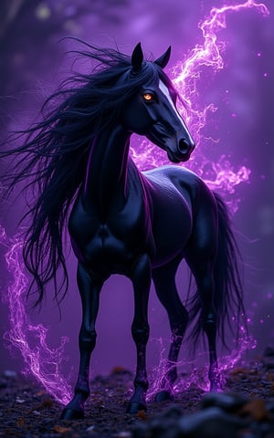 masterpiece
Make the perfect horse.
Give it a black shiluette against a purple background.
Add fancy artistic things that pronounce the wildness and beauty of the horse.

Make it a true artwork with many details
Instead of a natural mane, it has a mane made out of water.
the eyes have a fire inside
,hkmagic