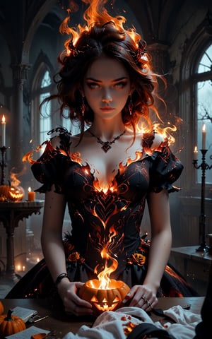 Give her a halloween dress,


Expressiveh,concept art,dark theme,fire,flames,fire aura