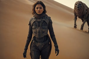 1girl,(((chani))), ((well visible face)),,
Masterful, perfect lighting, uhd,

chani is being followed by a creature

the lighting and composition reflect a sinister atmosphere
,Dune,directed by Denis Villeneuve,cinematic,movie,futuristic,sci-fi,

(perfect hands, perfect eyes), (suit), (gauntlets)