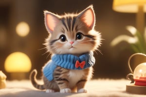 a small tabby cat dressed ,The tabby cat was decorated with mouse ears and a coat of mouse fur, and mingled with the mice. (Masterpiece, Best Quality, Ultra-Detailed, 8K), Cinematic Lighting, Midway.,Xxmix_Catecat,JPkitchen