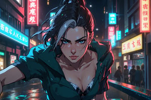 Score_9, score_8_up, score_7_up, 1girl, Benedetta posing for a fight in cyberpunk neon city, 
masterpiece,best quality,32k uhd,hdr,dtm,cinematic lighting effects,wide shot,wide-angle lens,super vista,super wide angle,exquisite facial features,super delicate face,best fingers,Movie special effects style, 16k, RAW photo, ultra high resolution, photo realistic:1.9, delicate facial features, Detailedface, bright korean wet shiny skin, high quality skin texture rendering, highest quality, photo_realistic:1.9, hyperrealism, hyperrealistic, prefect realistic:1.2, perfect light, more detail, masterpiece:1.2, ultra high quality:1.2, ultra detailed, best quality background, ultra-detailed background, Improved skin texture, Improved Facial expression, Improved background details, Higher resolution,