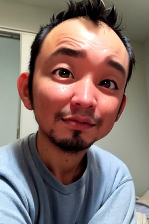 1boy, solo, looking at viewer, simple background, shirt, brown eyes, upper body, lips, portrait, (thin hair), wide forehead, little bald, short hair, rnhg