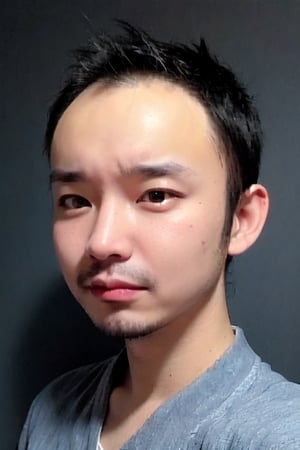 1boy, solo, looking at viewer, indigo blue background, shirt, brown eyes, upper body, lips, portrait, (thin hair), wide forehead, little bald, short hair, rnhg,