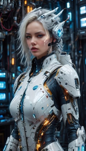 1girl, woman in high-tech space suit, through transparent visor,A look of relief,
beautiful face visible through transparent visor, white gloves, intricate blue mechanical vial,((holding jar containing lightning)), elaborate spaceship background,photo_b00ster,sad. 1 girl, huge breasts, huge body, messy white hair, realistic, perfect murge, 
,Mecha body,Young beauty spirit .Best Quality, photorealistic, ultra-detailed, finely detailed, high resolution, perfect dynamic composition, sharp-focus,b3rli,dongtan dress,mature female,naked bandage