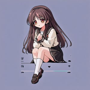 1girl,
yumenouchi chiharu, 
Rabbit Hole,
ayaka, school uniform, schoolayaka,solo, white socks,lofers,black hairband,smile,looking at viewer,chibi,full_body, 
masterpiece, newest,best quality, very aesthetic, absurdres, safe, 