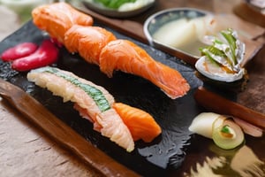 Japanese food, sushi, nigiri, salmon, toro \(sushi\), uni \(sushi\), exquisite, World of food