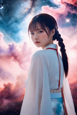 award-winning photography, ichika, ichika as a miko, in the realm of a nebula