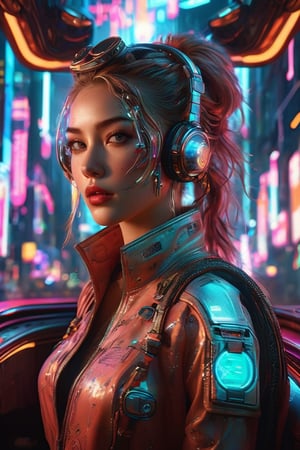 ((masterpiece)), ((best quality)), (((photo Realistic))), (portrait photo), (8k, RAW photo, best quality, masterpiece:1.2), (realistic, photo-realistic:1.3). The female cyberpunk passenger, dressed in a stylish, form-fitting outfit with high-tech elements and cyber art accents, sits confidently in the flying cab. Gravitaxi, the flying taxi, soared through a neon-lit cyberpunk cityscape. The background reveals a daring and vibrant cityscape, with towering skyscrapers and a dark, mysterious atmosphere. Holographic advertisements add to the futuristic, immersive setting, creating an overall ambiance that perfectly encapsulates the essence of a cyberpunk world. Masterpiece movie poster.