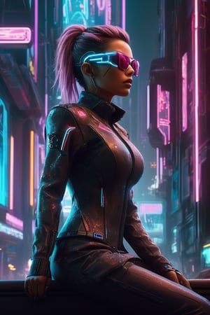 ((masterpiece)), ((best quality)), (((photo Realistic))), (portrait photo), (8k, RAW photo, best quality, masterpiece:1.2), (realistic, photo-realistic:1.3). The female cyberpunk passenger, dressed in a stylish, form-fitting outfit with high-tech elements and cyber art accents, sits confidently in the flying cab. Gravitaxi, the flying taxi, soared through a neon-lit cyberpunk cityscape. The background reveals a daring and vibrant cityscape, with towering skyscrapers and a dark, mysterious atmosphere. Holographic advertisements add to the futuristic, immersive setting, creating an overall ambiance that perfectly encapsulates the essence of a cyberpunk world. Masterpiece movie poster.