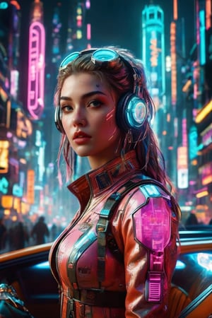 ((masterpiece)), ((best quality)), (((photo Realistic))), (portrait photo), (8k, RAW photo, best quality, masterpiece:1.2), (realistic, photo-realistic:1.3). The female cyberpunk passenger, dressed in a stylish, form-fitting outfit with high-tech elements and cyber art accents, sits confidently in the flying cab. Gravitaxi, the flying taxi, soared through a neon-lit cyberpunk cityscape. The background reveals a daring and vibrant cityscape, with towering skyscrapers and a dark, mysterious atmosphere. Holographic advertisements add to the futuristic, immersive setting, creating an overall ambiance that perfectly encapsulates the essence of a cyberpunk world. Masterpiece movie poster.