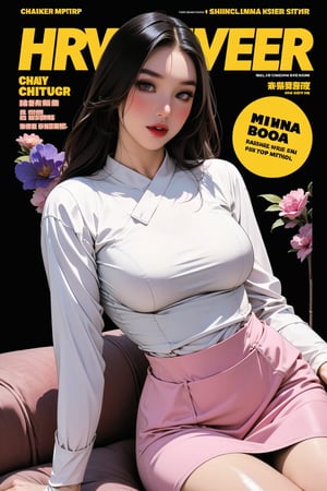 lustful, thigh up body, 1girl, looking at viewer, intricate clothes, shiny, professional lighting, different hairstyle, coloful, magazine cover, sophiesw,Lina ,Mia ,Anna ,miyeon,chimai