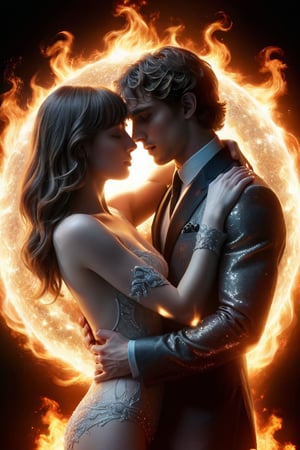  ((masterpiece)), ((best quality)), (((photo Realistic))), Live-action Version Movie Poster with text: "Fifty Shades of Grey" sexy movie scene, "a young alluring goddess" embraces a hunky dude looks like "Timothée Chalamet" as the loving couple characters with ethereal divine flames, diamonds inside the fire of ring, bare senxual fantasy, artistic expression, mysterious, hyber detailed background, passion atmosphere, captured with a DSLR camera and a wide-angle lens, masterful anatomy application, octane rendering, ultra realism, fine art, avant-garde art, delicate macro photography, intricate detailed fine surface, mysterious, perfect composition, highly detailed, fashionist, cinematic composition, sharp focus, ultra detailed, ultra hd, realistic, vivid colors, highly detailed, perfect composition, beautiful detailed artistic photography, photorealistic concept art, soft natural volumetric cinematic perfect light, by AdonisKobi, 8k, octane render, natural lighting, hyperrealistic, masterpiece artwork,fire element