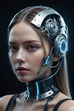 ((masterpiece)), ((best quality)), (((photo Realistic))), (portrait photo), (8k, RAW photo, best quality, masterpiece:1.2), (realistic, photo-realistic:1.3). a Swedish supermodels head with a Wankel rotary engine blended into her skull, portrait, electric hair