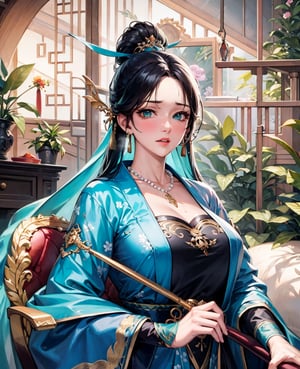 ((NSFW)),black hair,hand touching chest.cleavage squeeze.cleavage.wooden house interior.One of the three girls is wearing revealing clothing.side ponytail,large breasts,hanfu,chinese clothes,upper body drawing,looking at viewer, adorned in stunning ancient traditional Hanfu attire, with intricate patterns and ornate details. Their long hair flows like silk, with one sister sporting a mesmerizing multicolored hime cut. they have natural big breasts. Off the shoulders, low cut,showcasing lush skin. sweat glistening on their faces. shy,blush. A pearl necklace adorns their necks, drawing attention to their radiant green eyes. Masterpiece-quality 8K visuals capture every detail, including the soft pink hue of their cheeks and the luscious texture of their hair. Mesmerizing eyes convey mystery and seduction. Elegant and charming, with a slender figure and full of mystery. Among the three sisters, one looks more mature, sexy, and attractive, one looks younger, and the other looks sick.Among the three sisters, one is wearing red clothes, one is wearing white clothes, and the other is wearing black clothes.realhands,myhanfu,white hanfu,embroidered flower patterns,floral print,anime,girl,sexy,Aino_Minako, score_9_up,score_9,Anime